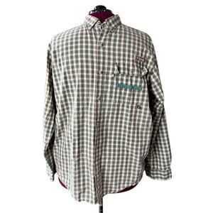 Columbia PHG Hunting Vented Back Yoke Tabbed Sleeves Plaid Shirt L/XL Gorpcore